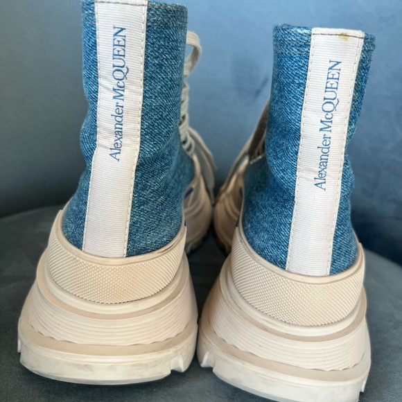 Alexander McQueen Women's Tread Slick Denim Platform Booties - Picture 7 of 13